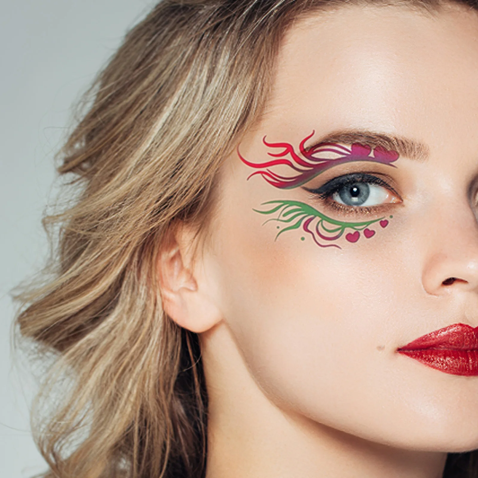 

10 Sheets Eye Corner Tattoo Waterproof Temporary Face Stickers Peel Off For Halloween Rave Party Masquerade Long Lasting Skin