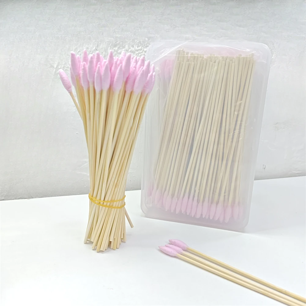 100/300 Stück 6 Zoll lange Wattestäbchen mit Holzgriffen, Applikator mit Baumwollspitze zum Reinigen, Wattestäbchen, Öl-Make-up – Detail 39