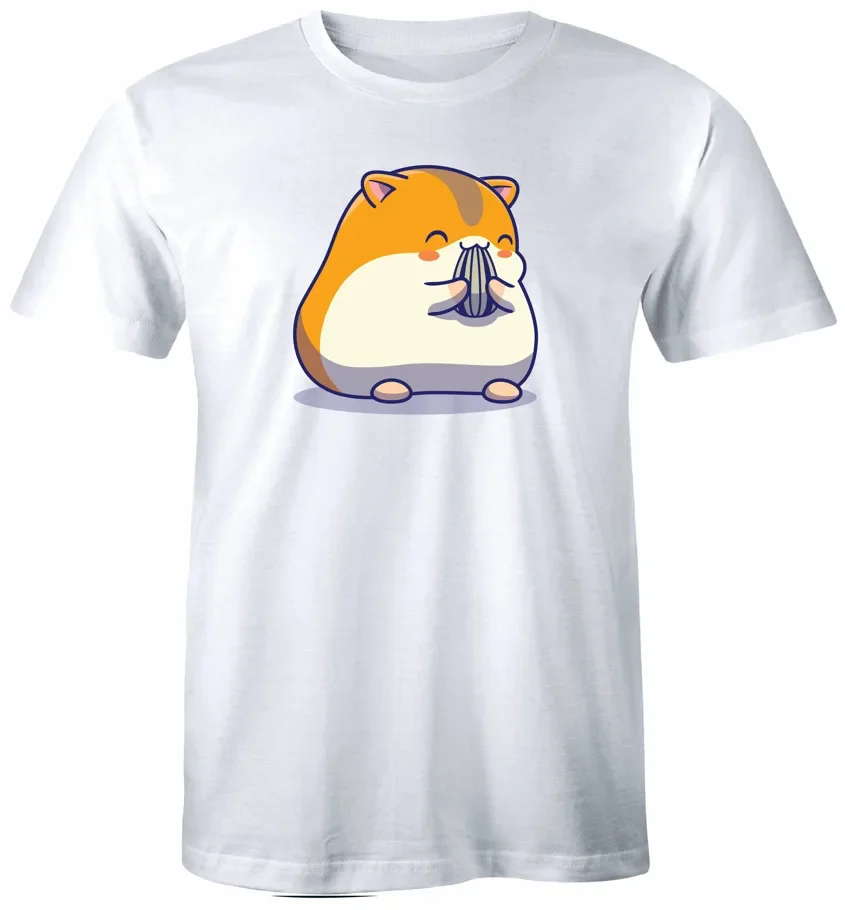 Cute Hamster Eating Seed Tee Funny Animal Pets T-Shirt Unisex High Quality 100%Cotton Short Sleeve