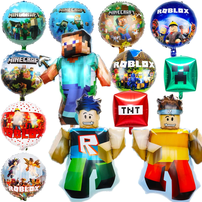 Game Theme Cartoon Shaped Aluminum Foil Balloons Children\'s Party Pixel War Double-Sided Circular Balloon Decoration