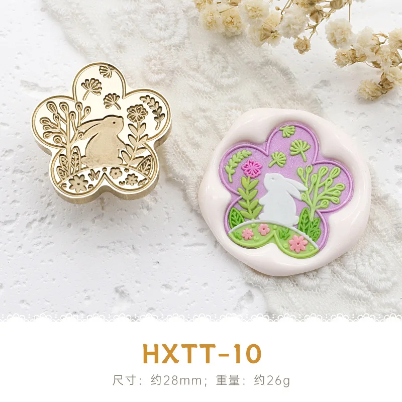 Bloemvormige Lakzegel Stempel Hoofd Bloemen Serie Lakzegel Koperen Kop Plant Theekopje Konijn Vlinder Kraan Lakzegel Stempel Hoofd