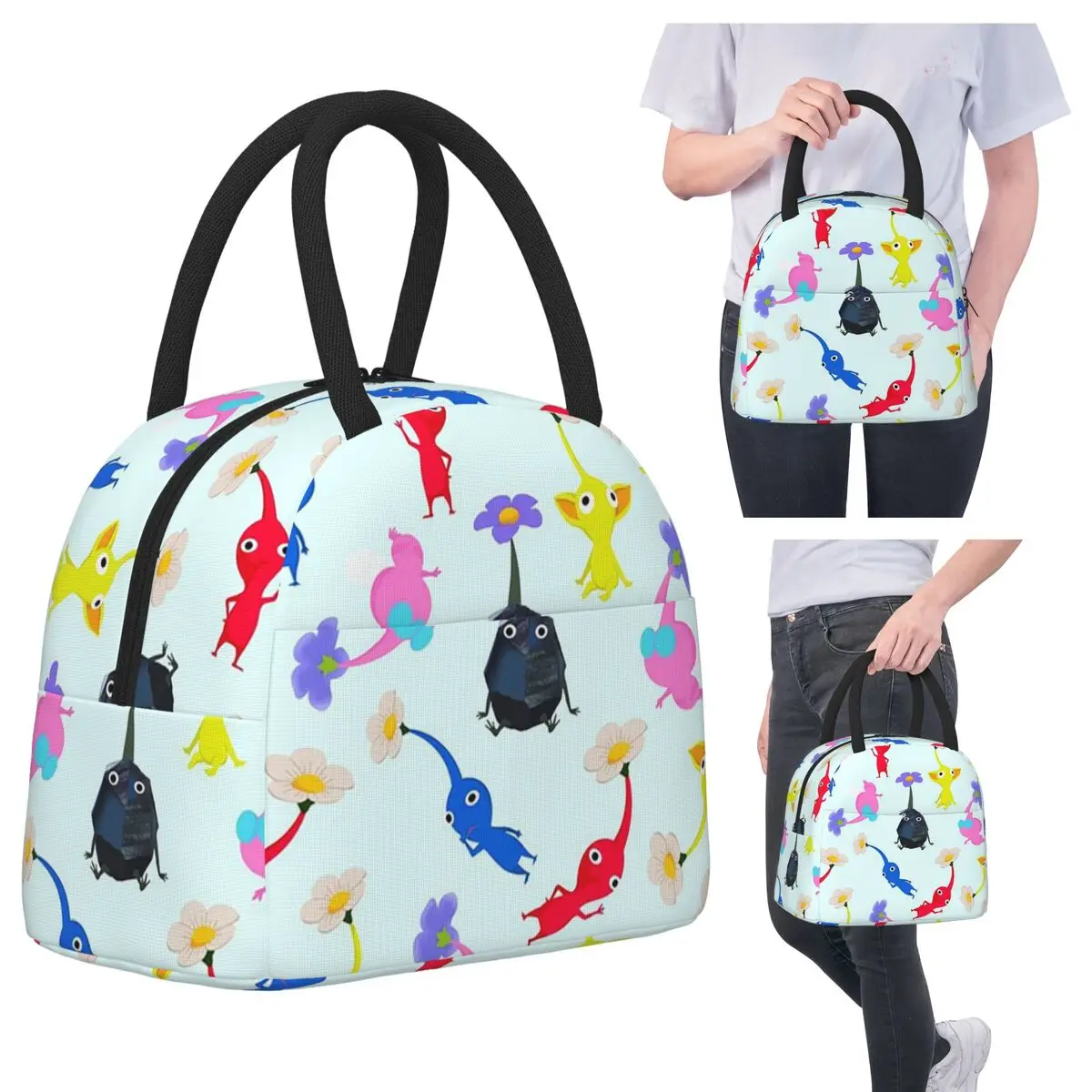 

Pikmin Изолированная сумка для обеда для детей, школьный холодильник, термосумка для еды, портативный контейнер для ланч-боксов