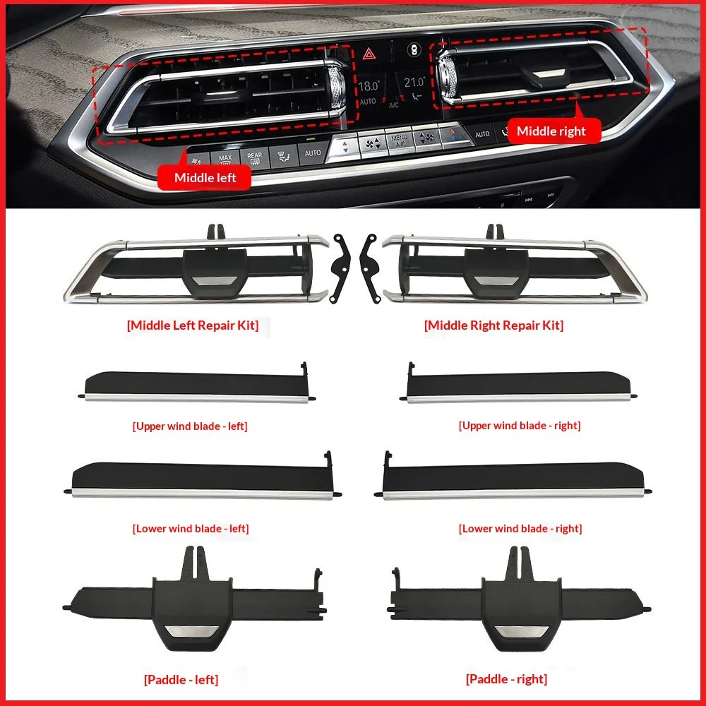 Applicable to BMW X5X6X7 Central Control Air Outlet Repair Kit G05 G06 G07 Air Conditioning Air Outlet Grille Blades 2