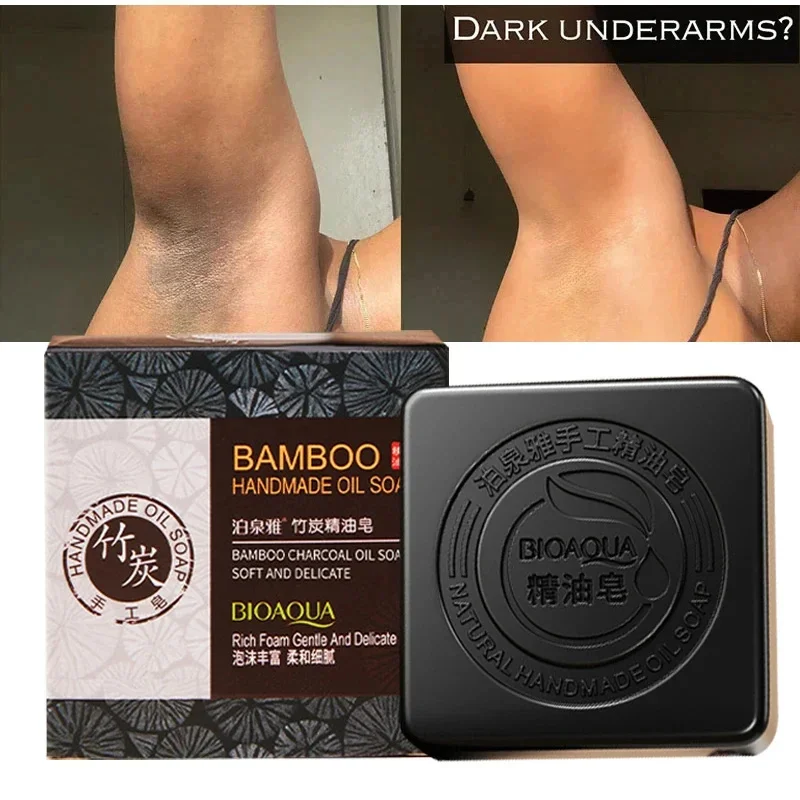 Body Whitening Bamboo Charcoal Handmade Soap Skin Moisturizing Deep Cleansing Oil Control Blackhead Remover Face Wash Hair Bath