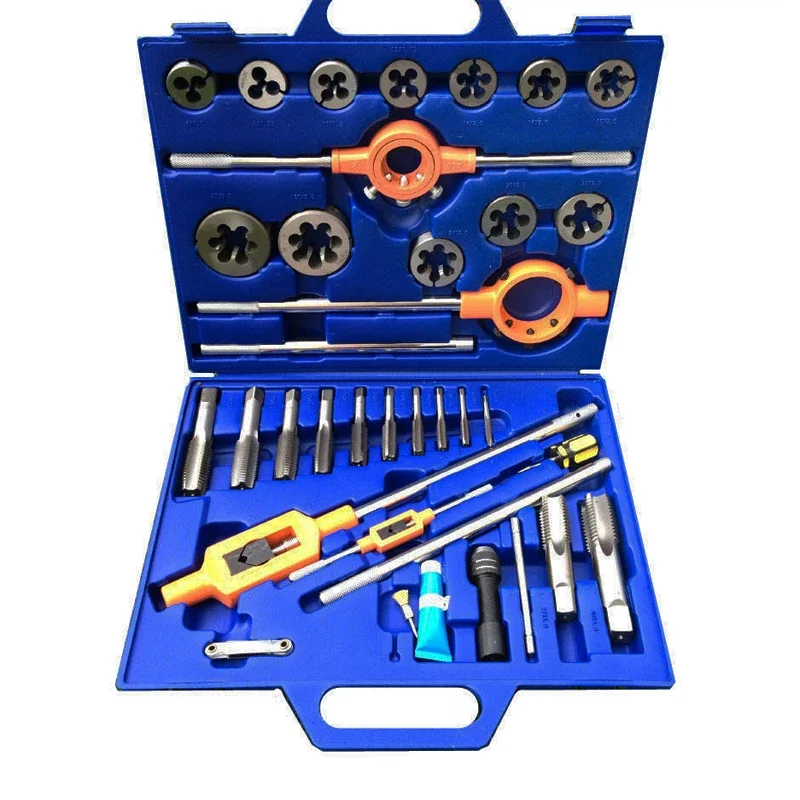 High quality 33 pcs High Speed Steel metric/inch tap and die set for handle tool