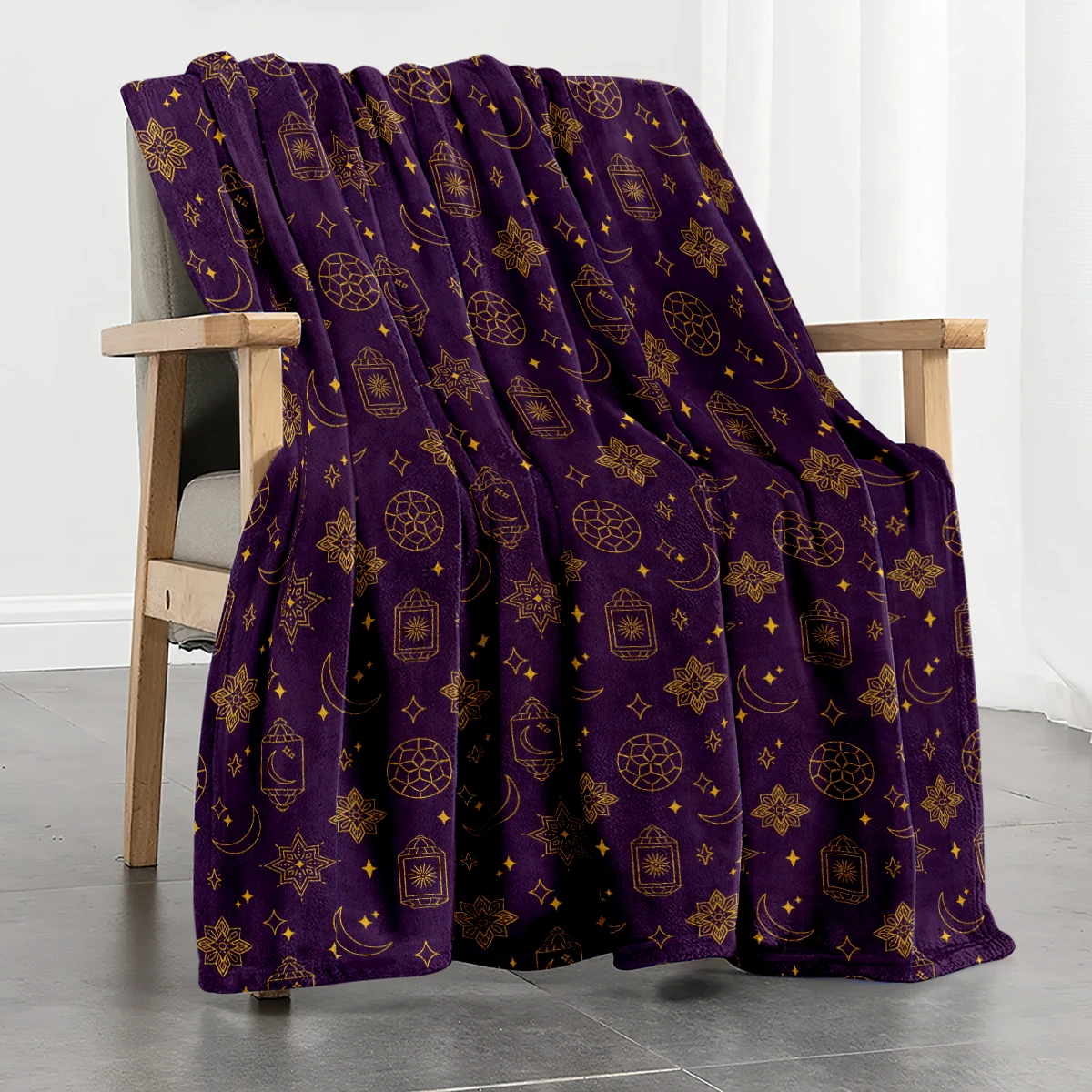 1PC flannel blanket, warm, skin friendly, suitable for office, travel, air conditioning, camping, Ramadan, elegant, noble purple