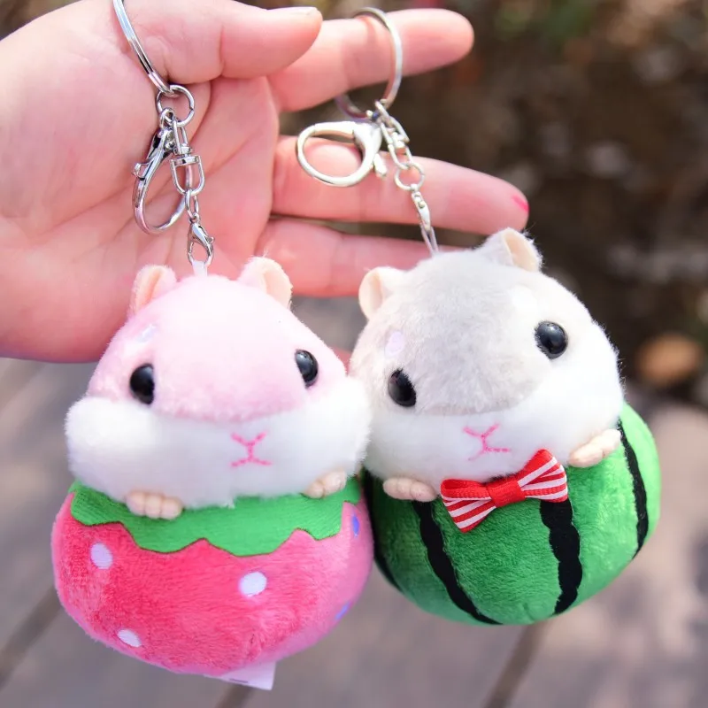 Cartoon Cute Fruit Hamster Pendant Keychain Doll Plush Toy Mouse Doll Bag Pendant