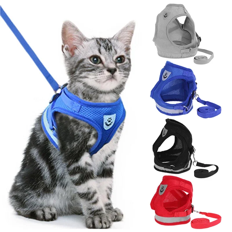 1pcs Breathable Dog Harness Polyester Mesh Vest Leash Pet Chest Strap Rope Cat Dog Adjustable Harness Vest Walking Lead Leash