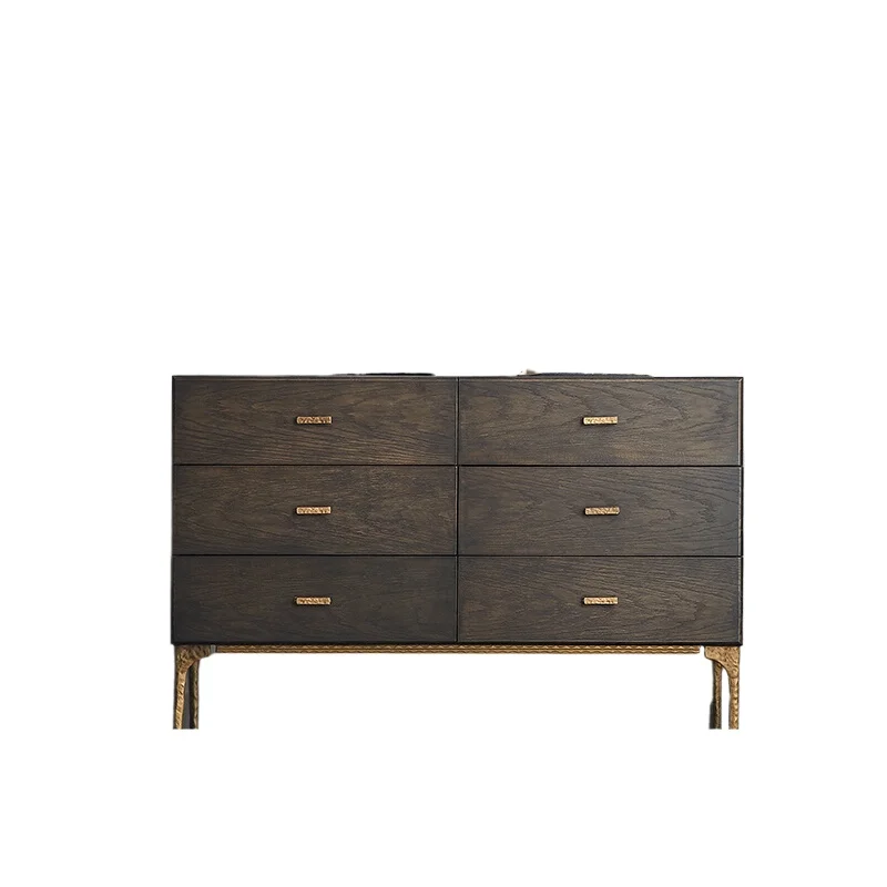 

Nordic retro solid wood six-chest cabinet bedroom TV light luxury post-modern drawer locker