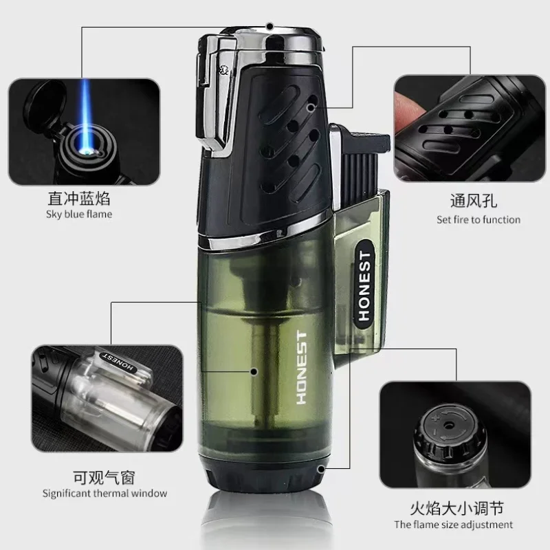 2024 HONEST New Cigarette Lighter Torch Turbo Lighter Gas Lighters Jet Unusual Lighters Flints Butane Smoke Gadgets For Men