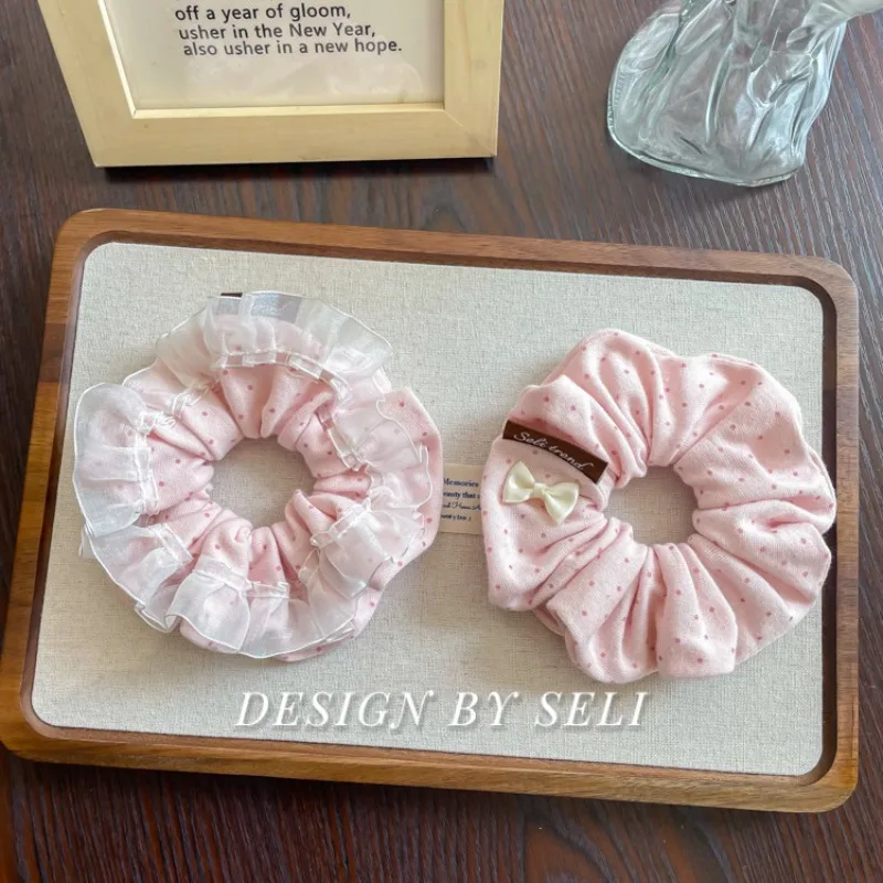 

Pink Bobo~ Gentle and premium knitted soft bow hair band lace princess dress cute and sweet hairpin hair accessories