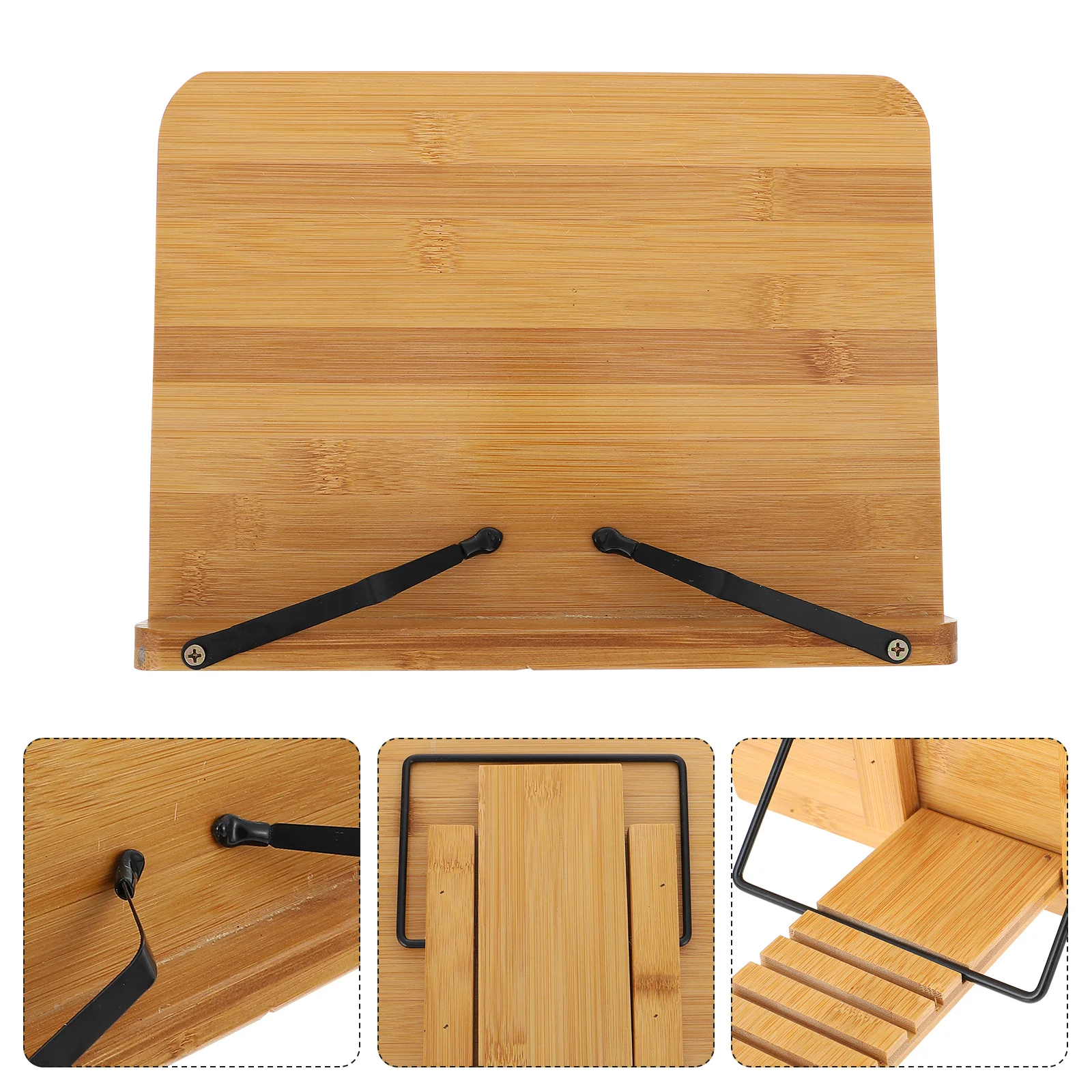 حامل القراءة رف الكتب المكتبي من الخيزران للكتب والكمبيوتر المحمول رف تخزين بسيط للمنزل والمكتب ورف القراءة متعدد الوظائف #3