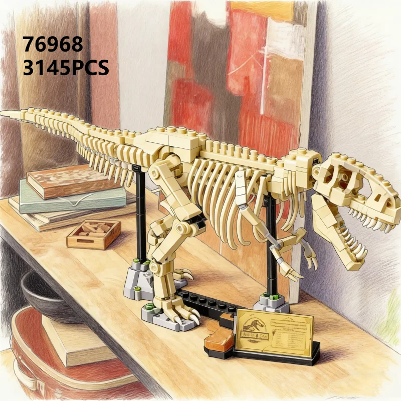 76968 parque t-rex fósseis presente de aniversário de natal modelo 3145 peças montagem tijolo brinquedo educativo infantil