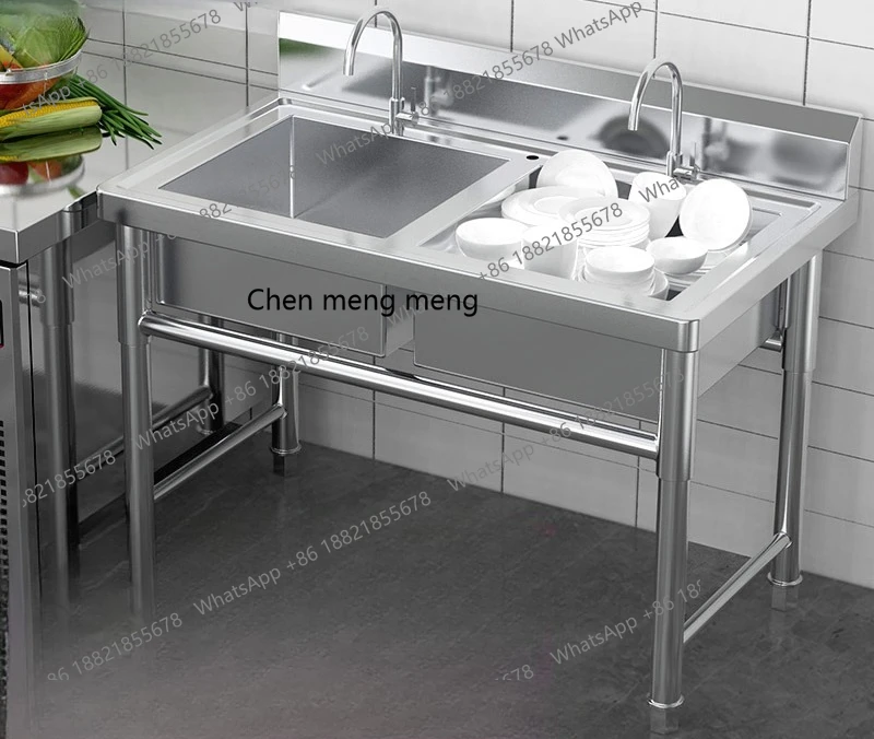 

Commercial stainless steel sink with bracket, sink canteen vegetable basin dishwasher