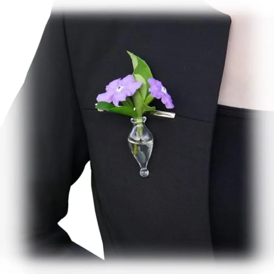 

Mini Vase Glass Bottles Brooches, Lapel Pin On Back Decorative Small Bottles, DIY Miniature Flower Vase Brooch to Hold Tiny Blo