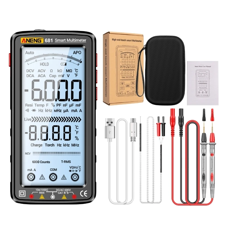 Auto-off Digital Tester Diode NCV Hz- Live-Wire Meter Backlit with Soft Sleeve Dropship