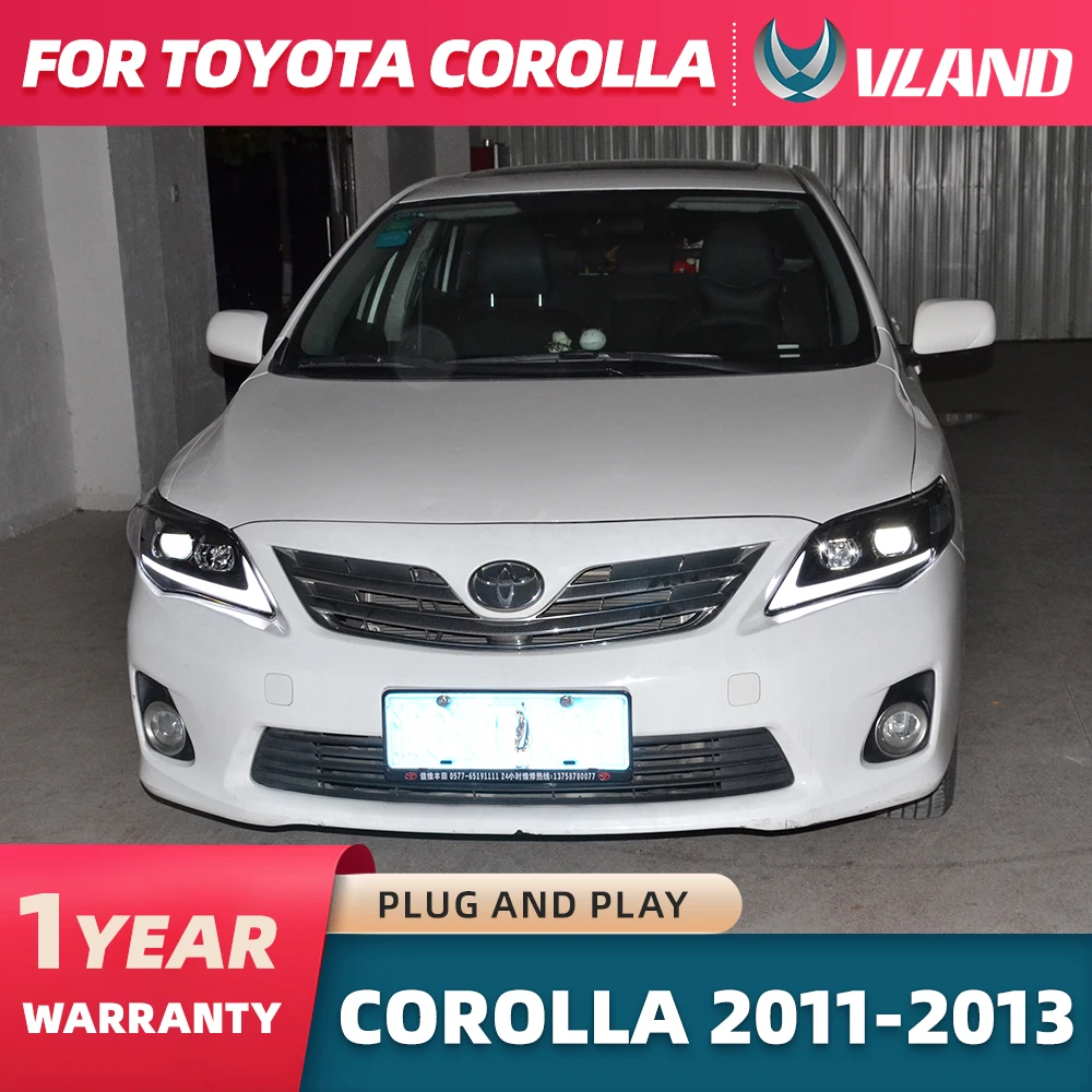 VLAND Led Daytime Running Light For Toyota Corolla 2011 2012 2013 Auto DRL Headlight Front Cover Fog Lamp Car Accessorie