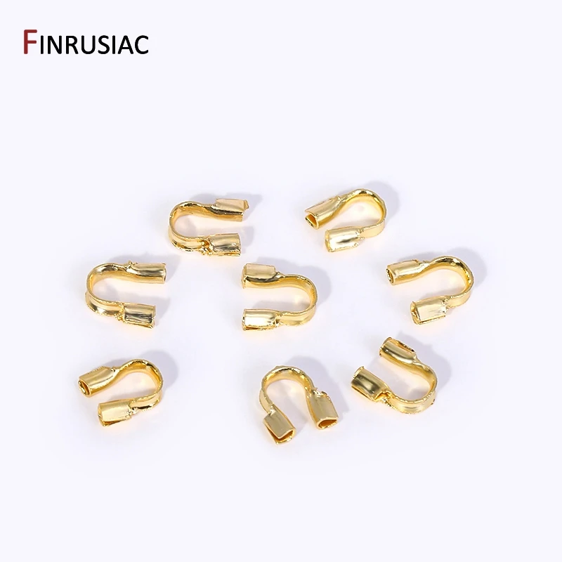 100PCS/lot 14k/18k Gold Plated Wire Guardian Cord Protector, Brass U Shape Wire Protectors Connector For DIY Jewelry Making