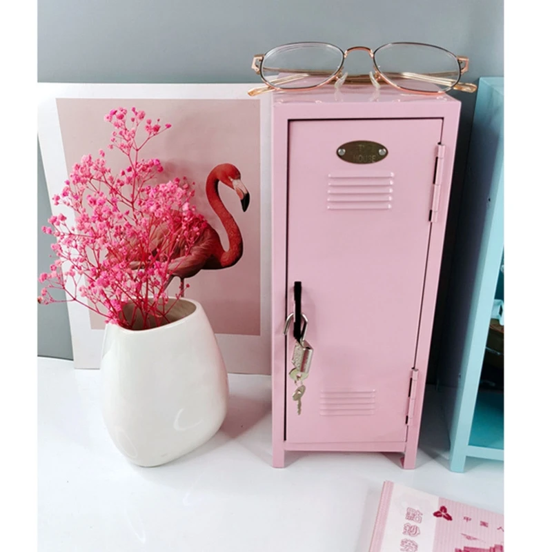 Wrought Iron Small Makeup Storage Cabinet Cosmetics Cute Girls Storage Box for Makeup Brush Lipstick Cotton Pad Drop Shipping