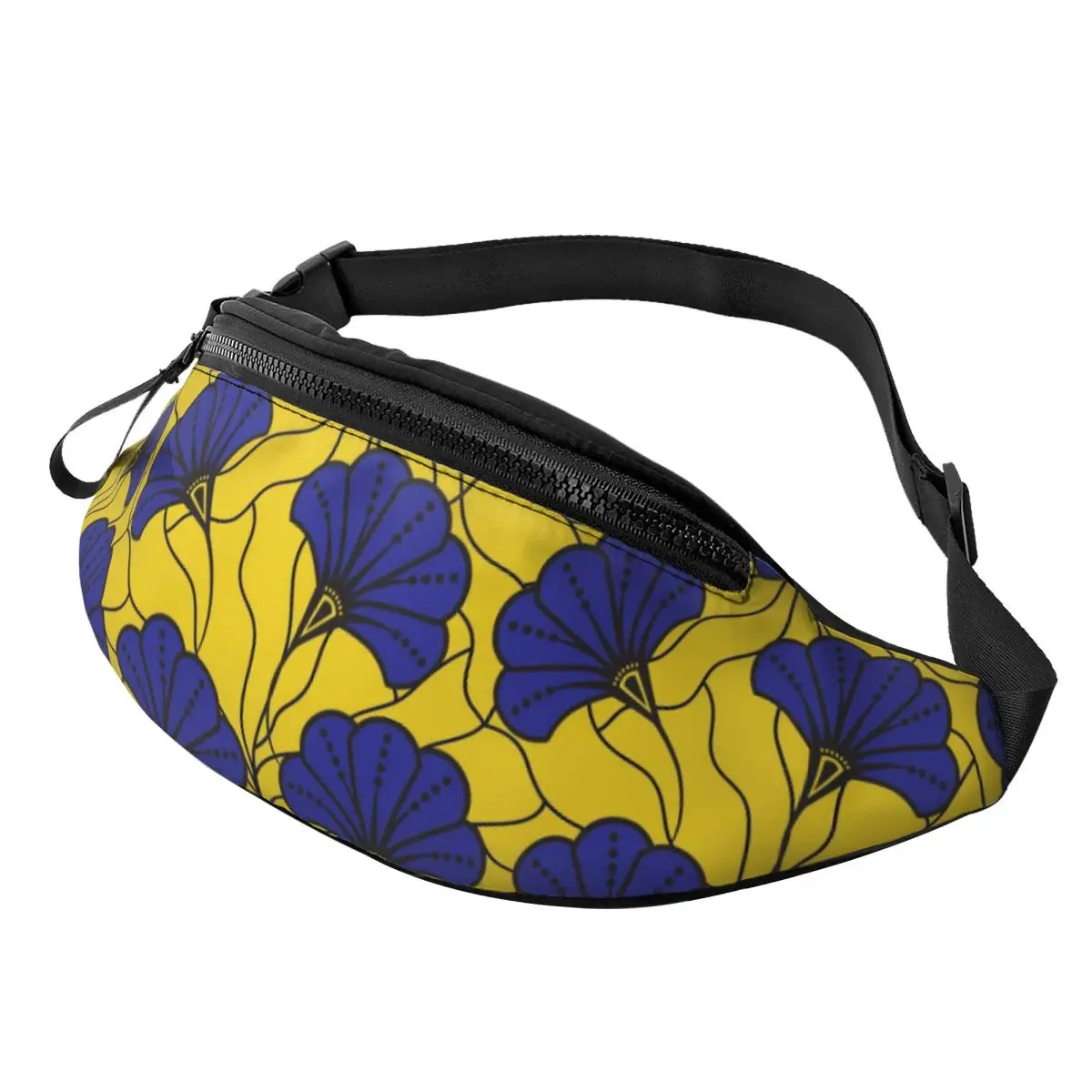Custom Botanical Abstract Floral Fanny Pack Men Women African Ankara Style Crossbody Waist Bag for Running Phone Money Pouch