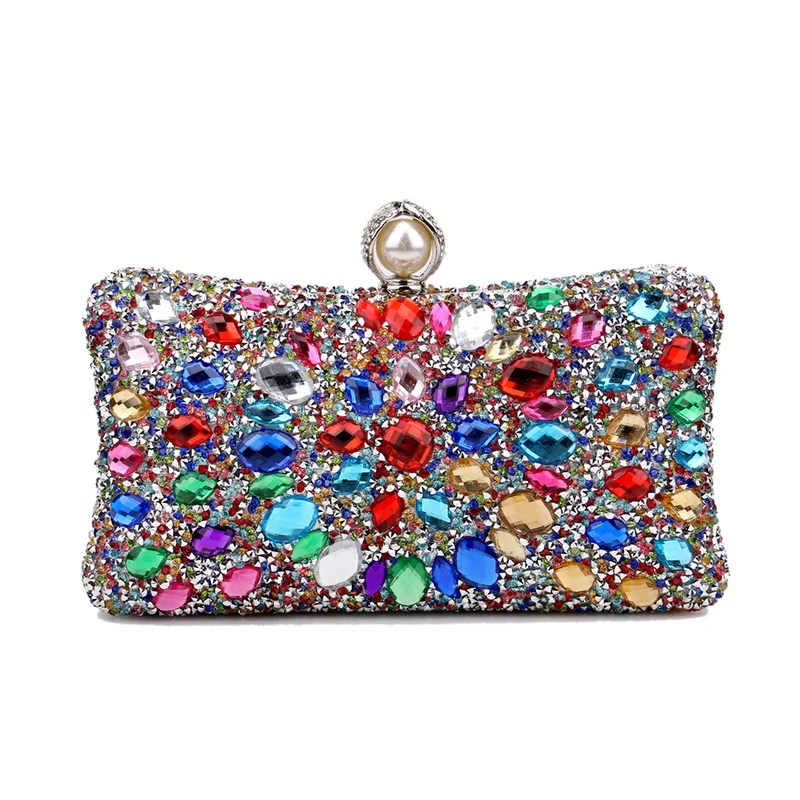 Candy Mix Color Day Clutch Rhinestones Evening Bags Party Diamonds Shoulder Chain Handbags Purse Acrylic Bags