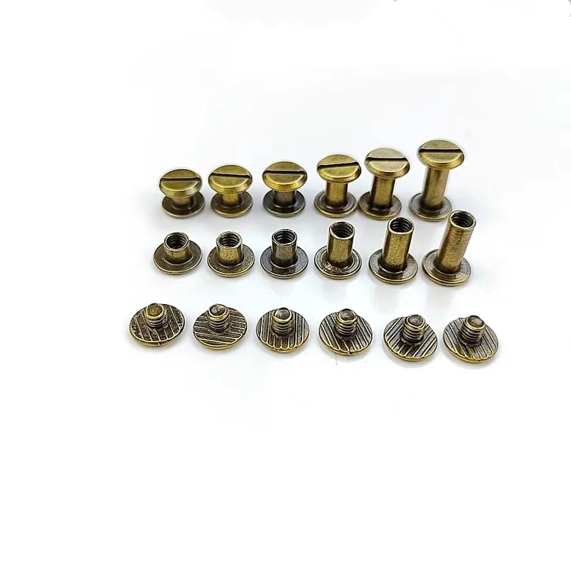 90 Sets Chicago Screws 6 Sizes of Flat Head Leather Rivets Metal Screw Studs for DIY Book Binding Loose Leaf Notebook Accessory