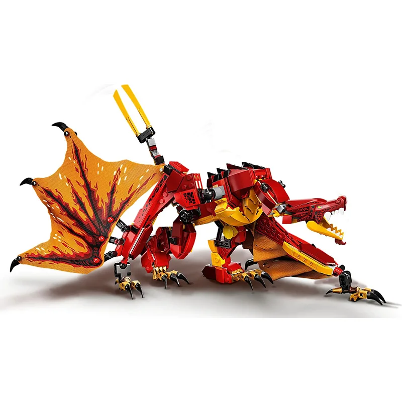 560 Piece Bricks Fire Dragon Set Model Building Blocks Educational Toys For Kids Boy Birthday Gift