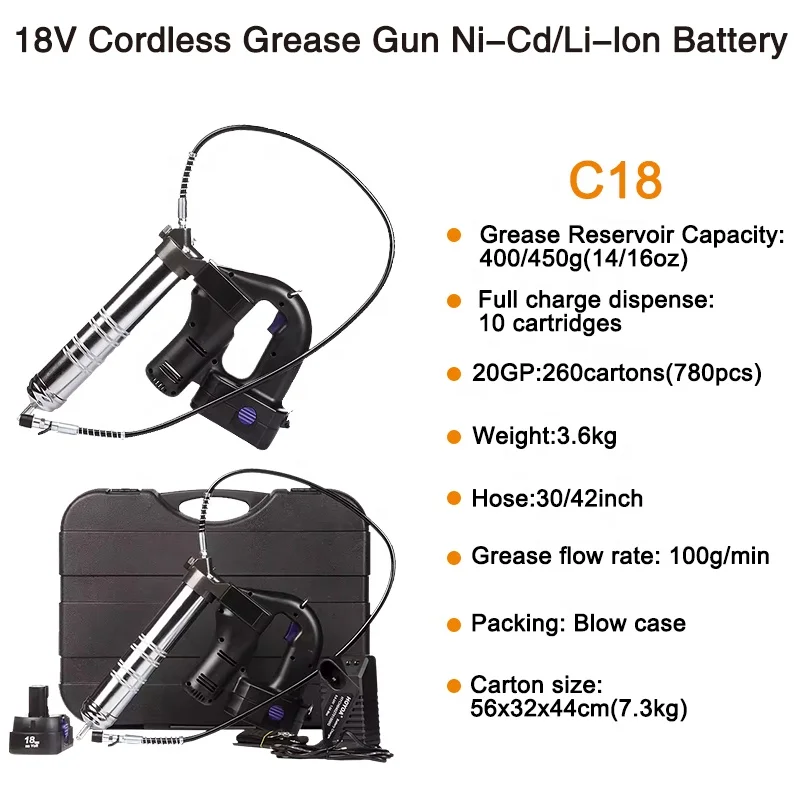 Grease Pump High Pressure Cordless Electric Grease Gun with 18V Li-ion Battery 2000mAh