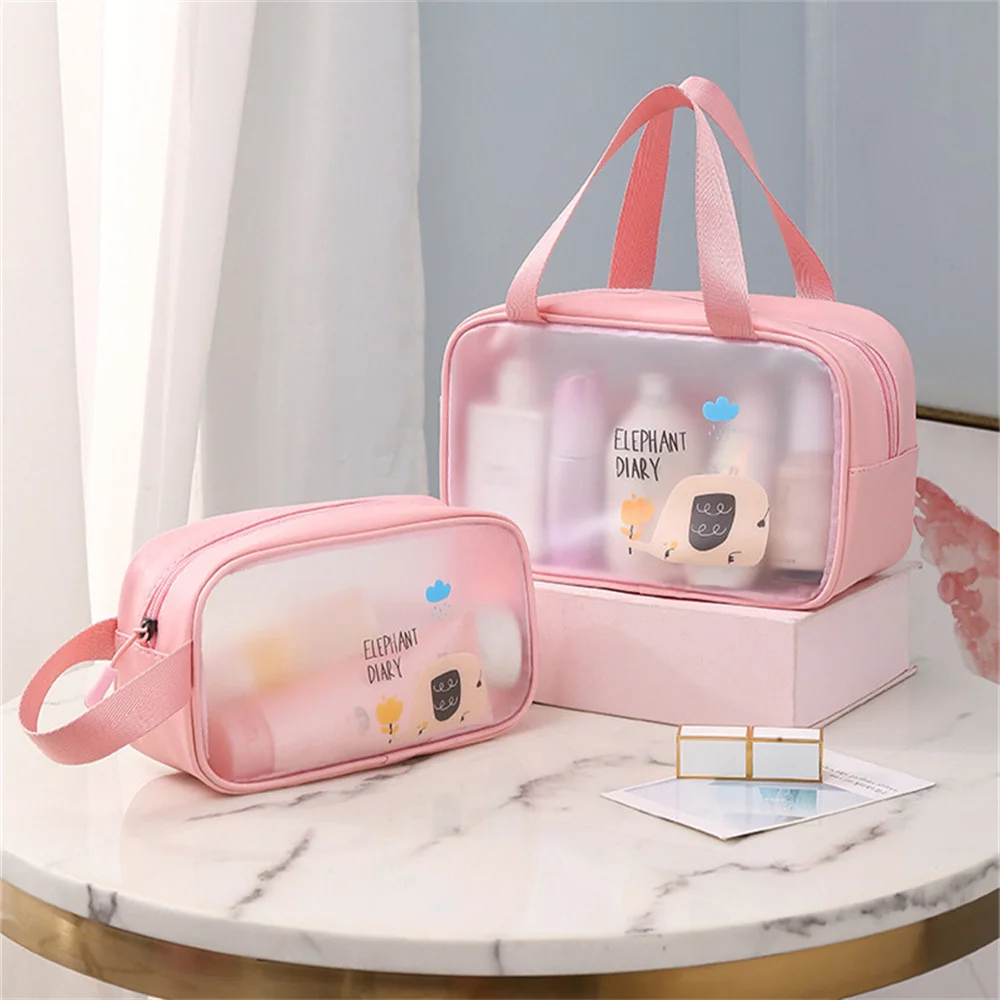 Cartoon Portable Travel Wash Bag Transparent Pvc Waterproof Makeup Storage Pouch Large Capacity Cosmetic Organizer Handbag