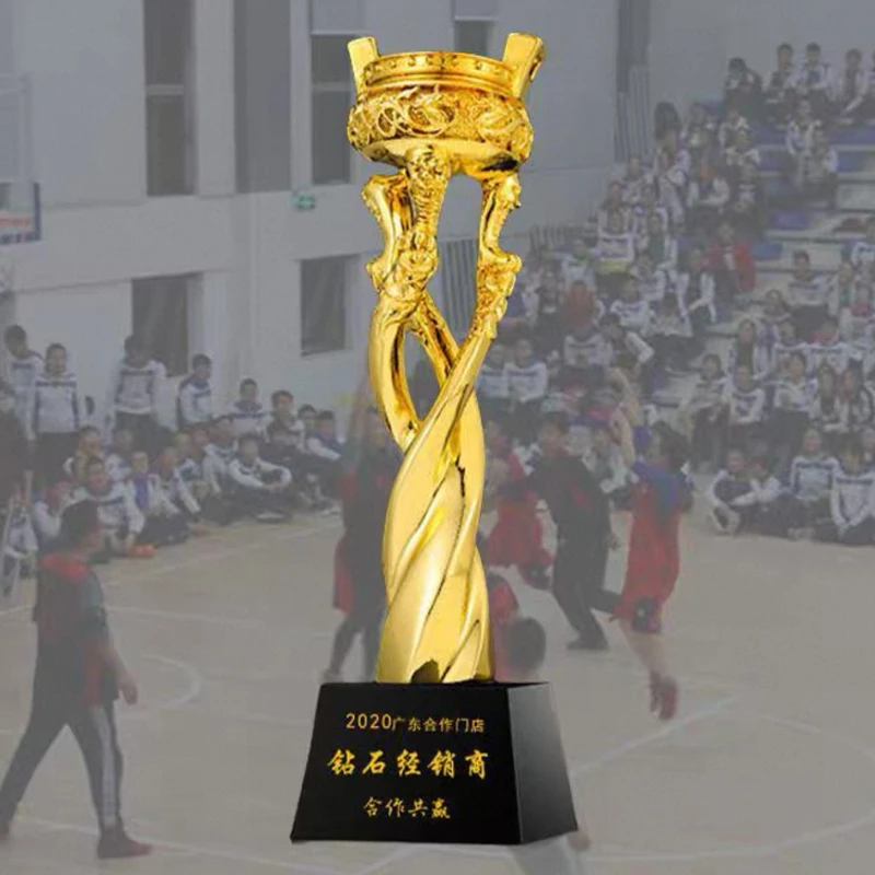Customized Golden Tripod Resin Trophy, Annual Meeting Souvenir, Sports Competition Employee Company Award, Home Decorations, 1Pc