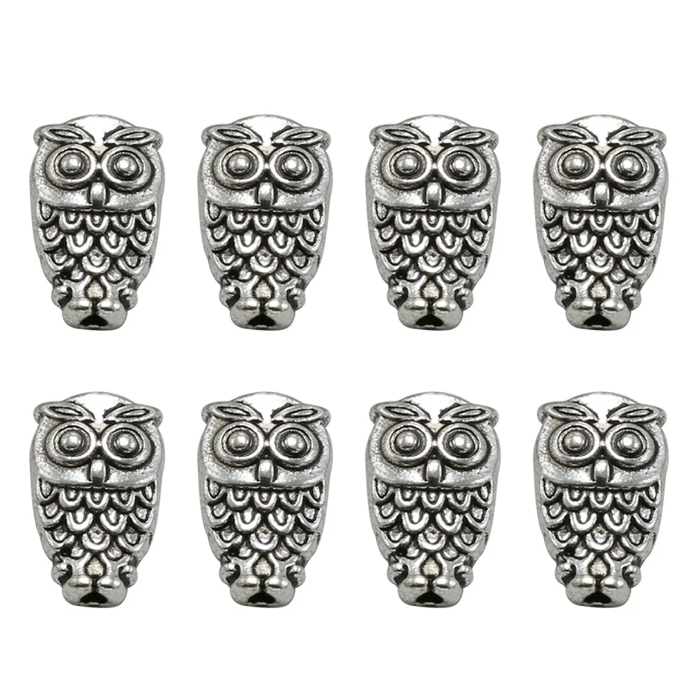 

50pcs Owl Bead Pendants Alloy Charms DIY Jewelry Making Accessory for Necklace Bracelet ( Silver)