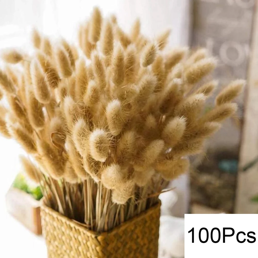 Natuurlijke Pampas Gedroogde Bloemen Boeket voor Boho Home Vaas Decor Bunny Konijn Staarten Gras Kunstbloem Bruiloft Decoratie