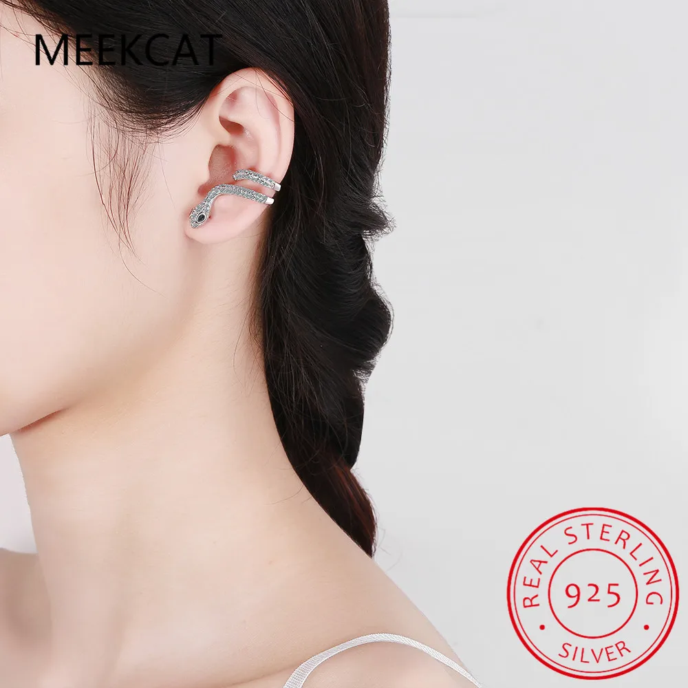 Punk Genuine 100% 925 Sterling Silver Long Bohemian Snake Stud Earrings for Fashion Women Party Animal Jewelry Gift 2021