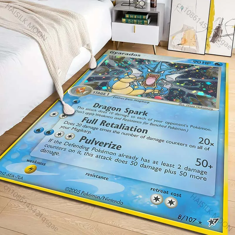 Japanese Pokémon Cards Gyarados Printing Carpet for Living Room Bedroom Kid's Room Home Decor Area Rug Sofa Cloakroom Play Mat