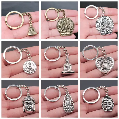 Bouddha porte-clés spiritualiste porte-clés cadeau pour hommes femmes ami voiture porte-clés porte-anneau Souvenir pour cadeau