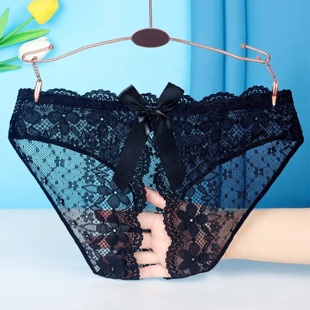 Women Lace See Through Open Crotch Crotchless Underwear Thongs Panties Lingerie Knickers G-String Hollow Out Ladies Briefs