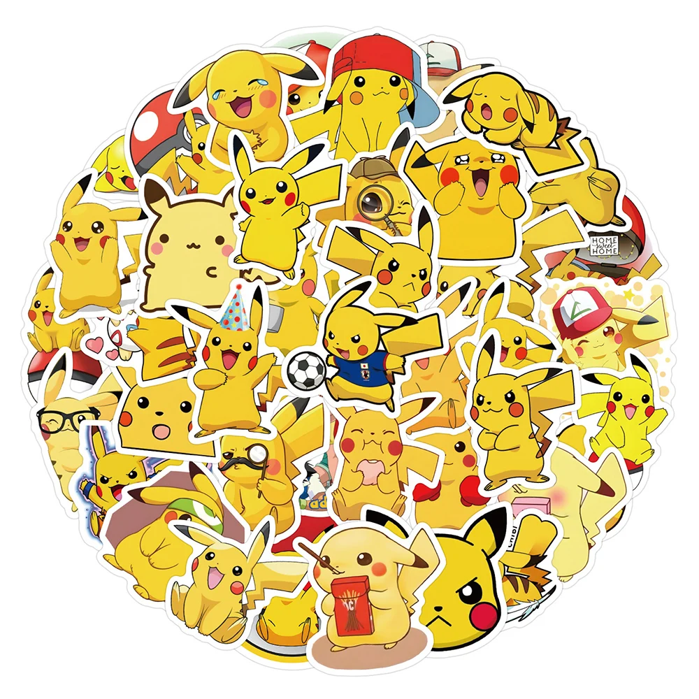 60PCS Cute Pikachu Stickers For Kids DIY Skateboard Notebook Bicycle Laptop Suitcase Funny Decals Graffiti Toys