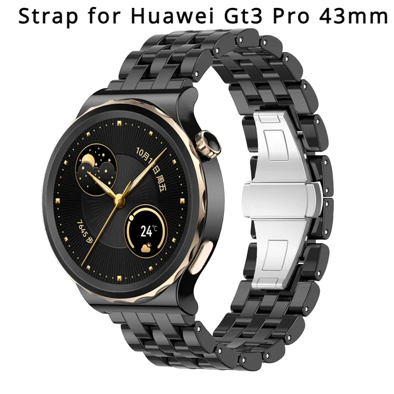 20mm Ceramic Strap For Huawei Watch GT 3 Pro 43mm,White / Black Ceramic Watchband For Huawei Watch GT3 GT 2 42mm Watch Wristband