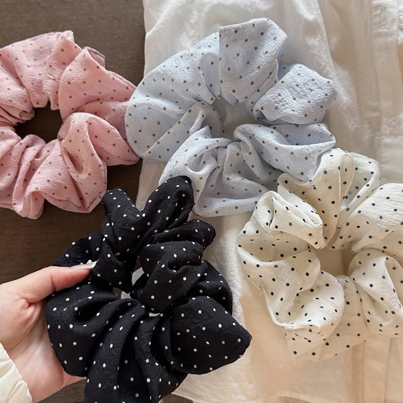 

Korean Simplicity Polka Dot Scrunchie for Women Spring Summer High Elasticity Hair Tie for Bun Sweet Elegant Ponytail Holder