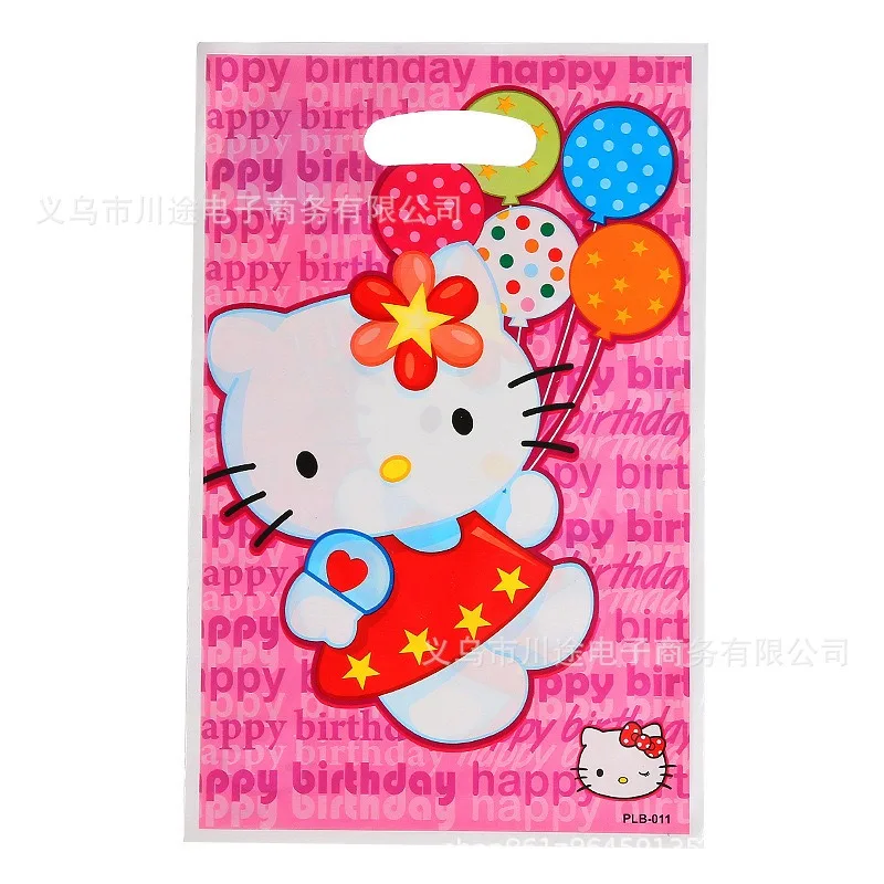 10pcs Hellokitty Gift Bags Cartoon Anime Birthday Party Decoration Kuromi Candy Box Cinnamorool Plastic Party Supplies Decor Toy