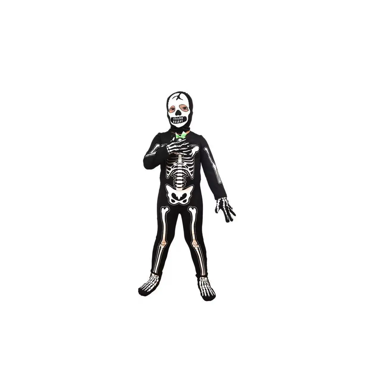 ชุดธีมโครงกระดูกสำหรับเด็ก ชุดแสดงเรืองแสงในเวลากลางคืน ชุดเต้นรำสำหรับเกมสยองขวัญ