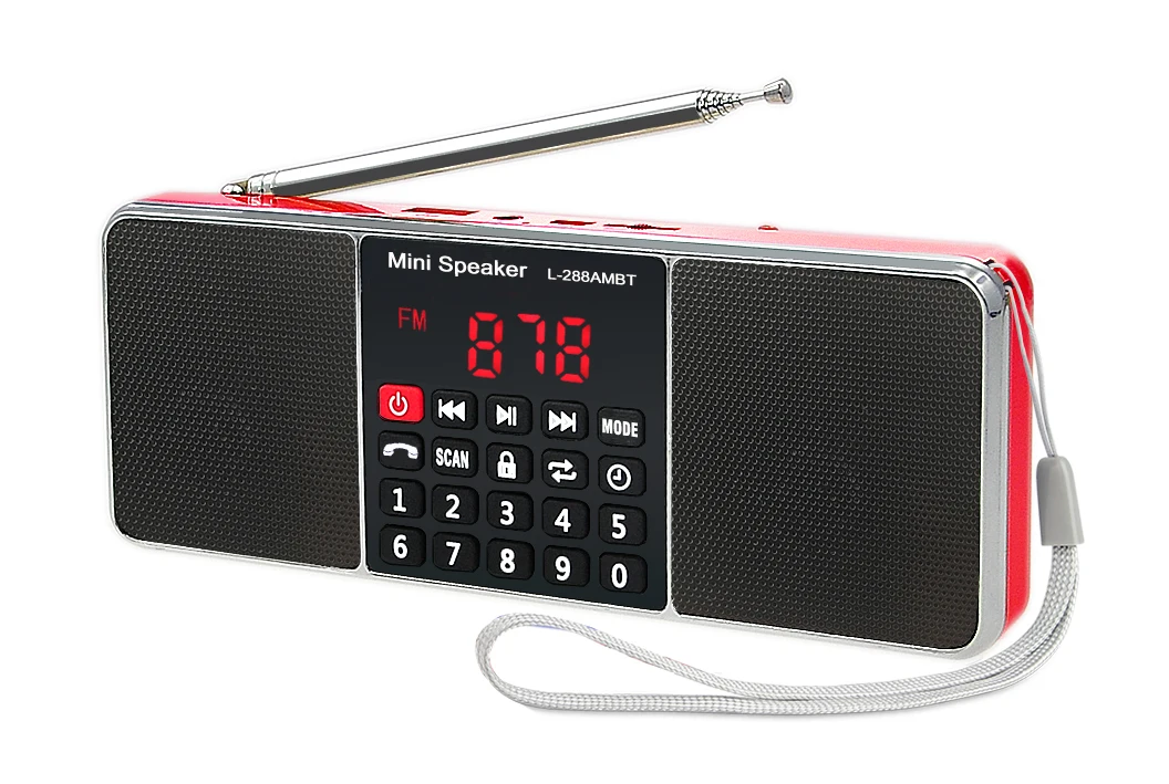 Retro Style L 288 Super Bass Stereo Bluetooth AM FM Radio TF USB AUX Handsfree Lock Button Music Player