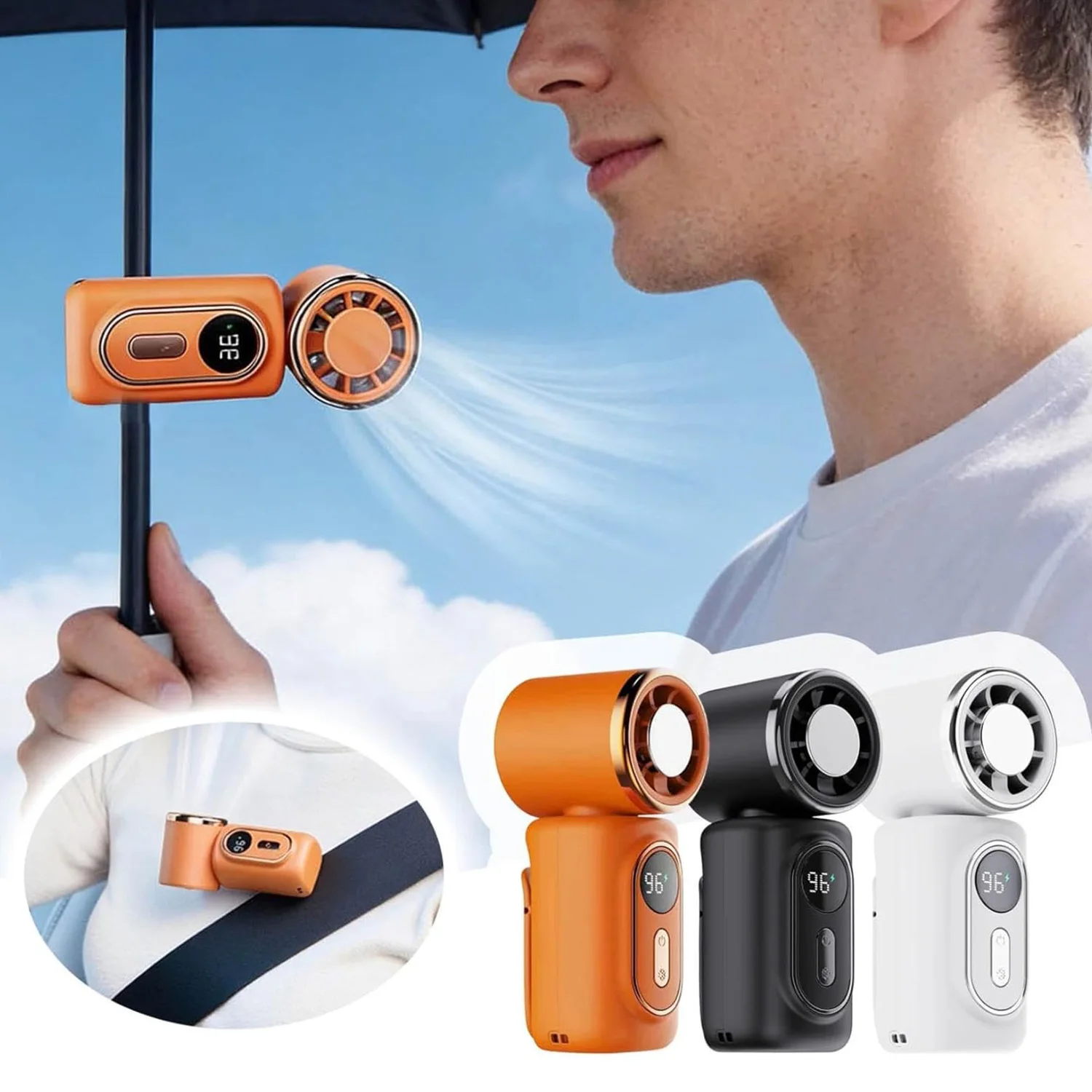 2026 Hot Mini Fan Portable Handheld Cooling Fan 5 Speed 3000mAh LED Display 180° Adjustable Clip USB Rechargeable Small Fans