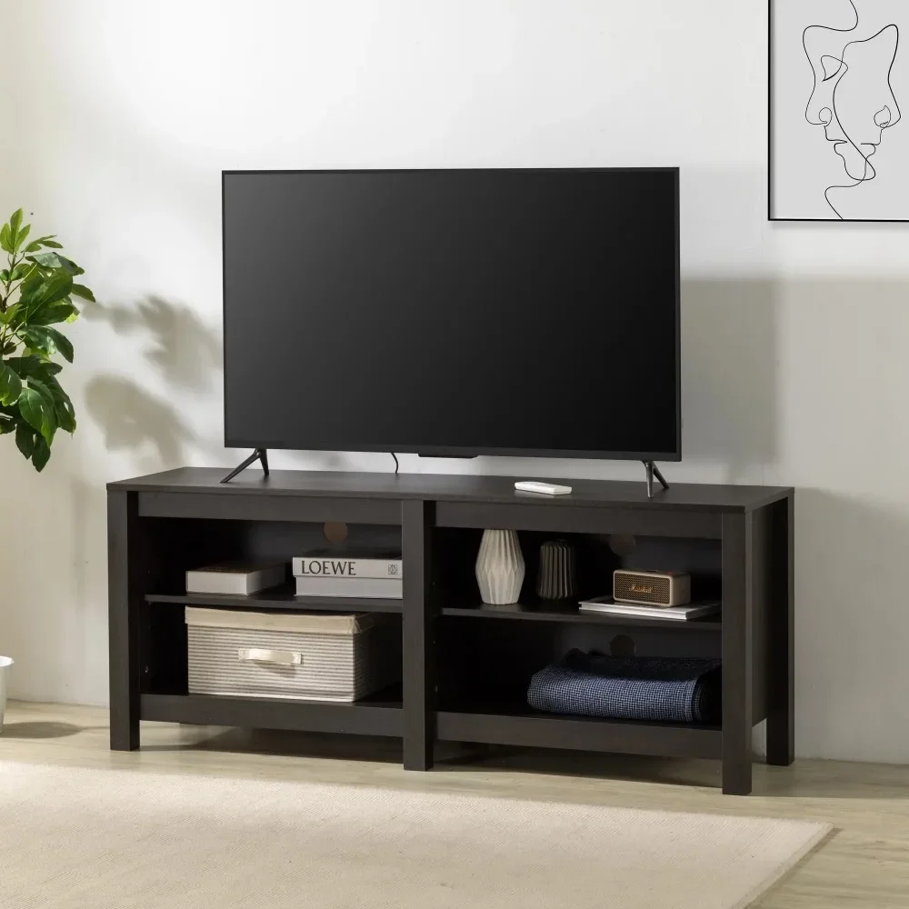 

TV cabinet Open Storage 3-in-1 Panel TVs Stand for up to 65"Charcoal home furniture stand modern TVes stand Shelves,Espresso