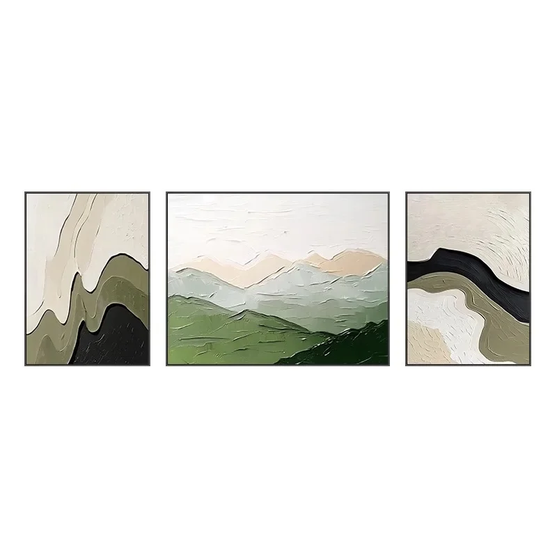 

Modern green back with backers, living room decorative painting abstract original sofa background wall hanging painting texture