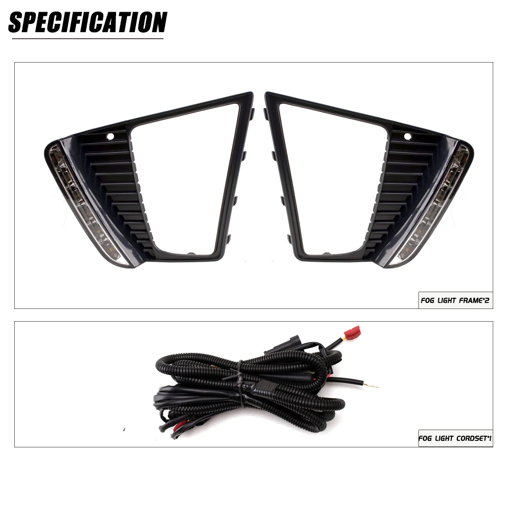 LED DRL Day Light FOR Hyundai iX25 2014 2016 2016 Daytime Running Light Fog Lamp Bezel Dynamic Sequential Turn Signal1SET view 2