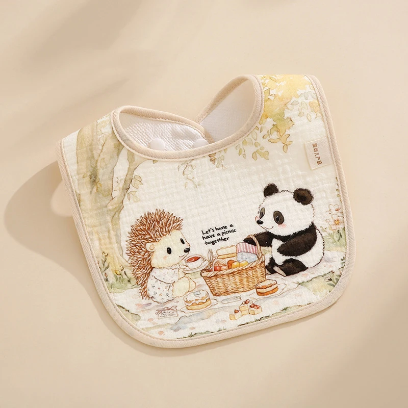 New Cotton Baby Bibs Waterproof Adjustable Neck Baby Feeding Bib Washable Absorbent Eating Protector for Girls Boys