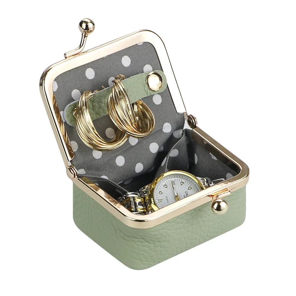 URBAN MASTER  Genuine Leather Mini Coin Purse with Kiss Lock - Women's Fashion Jewelry Boxes for Earrings Rings & Necklaces 2935