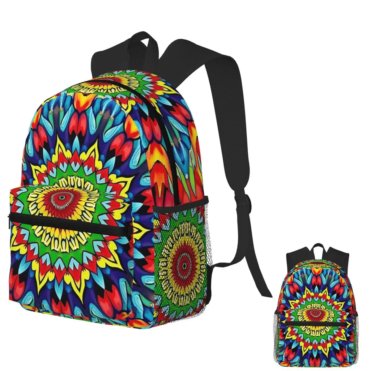 

Vibrant Trippy Mandala 1960s Psychedelic Style Backpack Daypack Large Capacity BookBag School Bag Shoulder Bags for Men Women