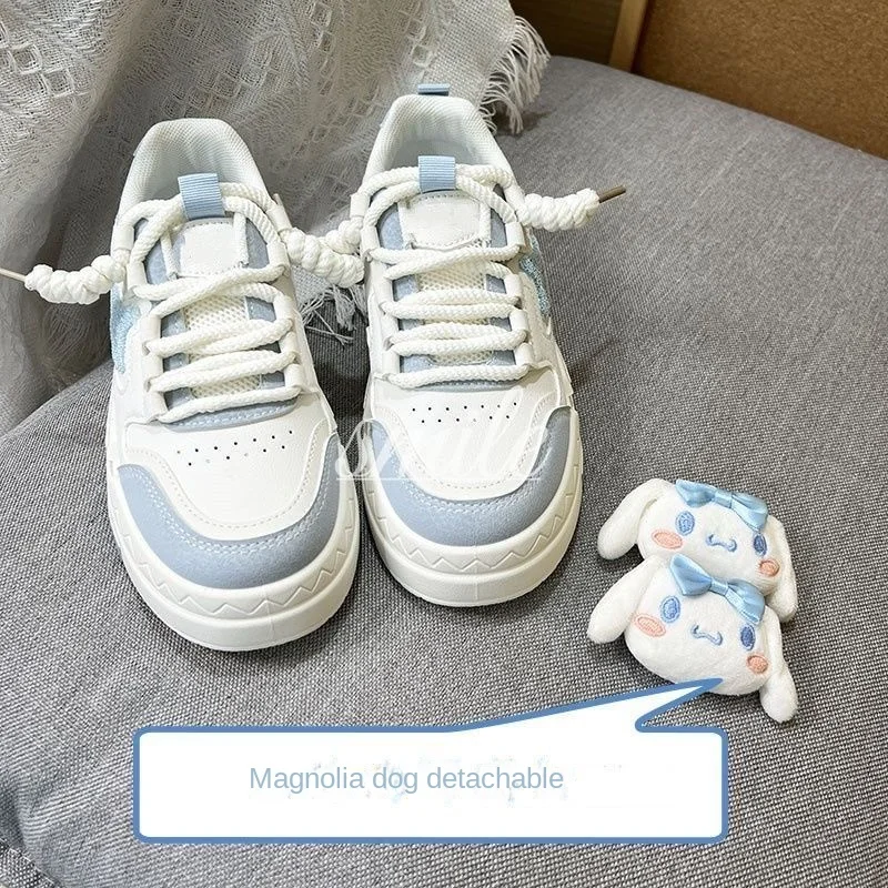 Autumn New Sanrio Kuromi White Sneakers Sneakers for Junior High School Students Girls' Cinnamon Dog All-match Casual Shoes